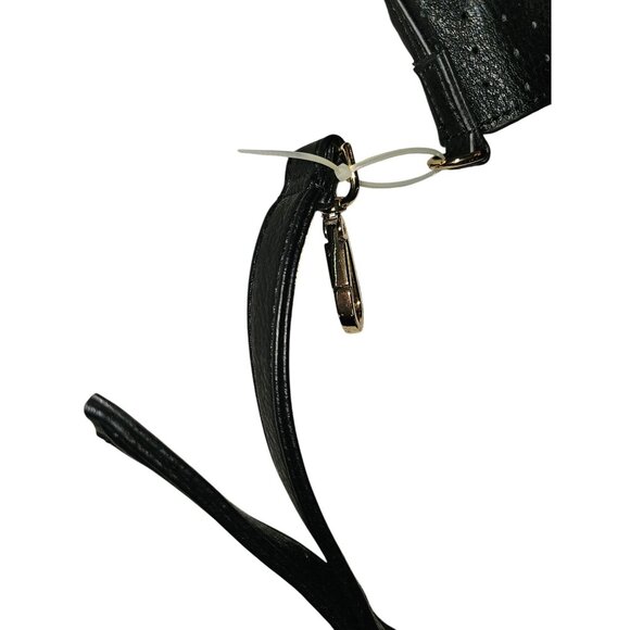 Nwt Steve Madden Black Perforated Tote Bag With detachable strap  Gold Accents - Picture 8 of 16